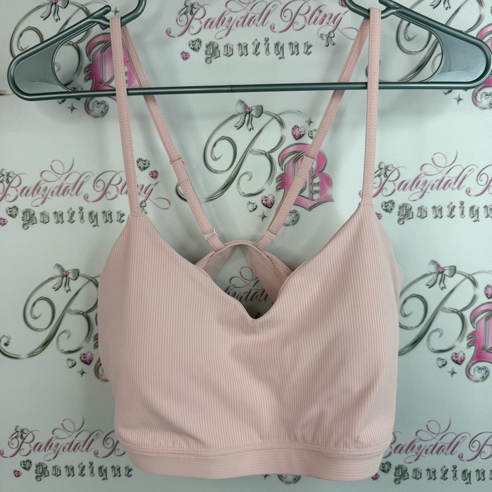 all in motion bra sports bra Light Pink Ribbed Bralette with Racerback